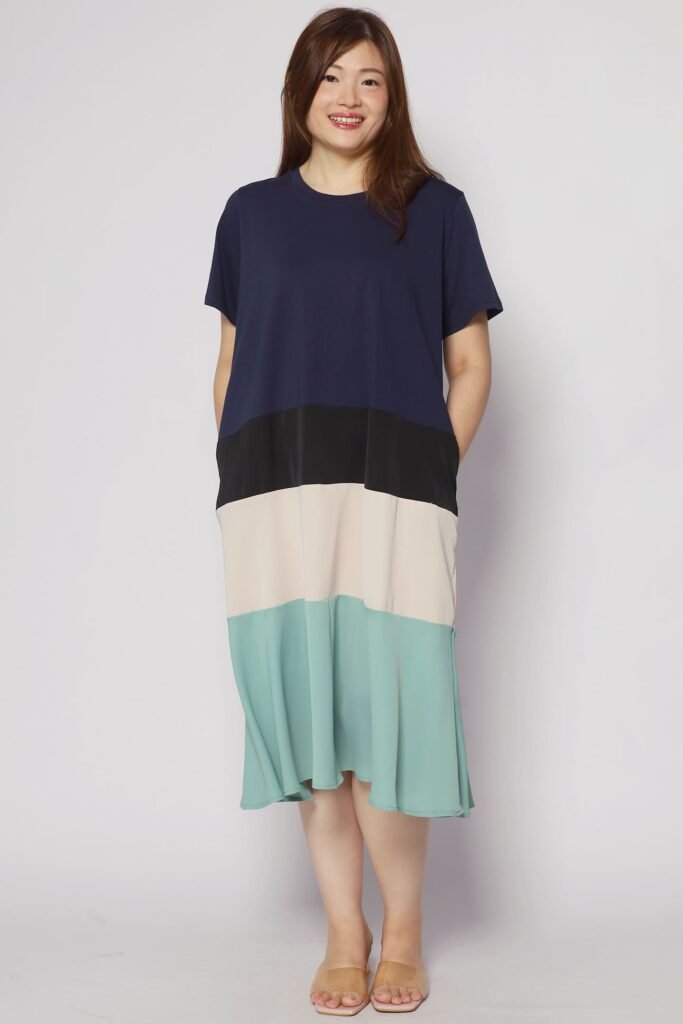 Ivon Colourblock Dress in Blue