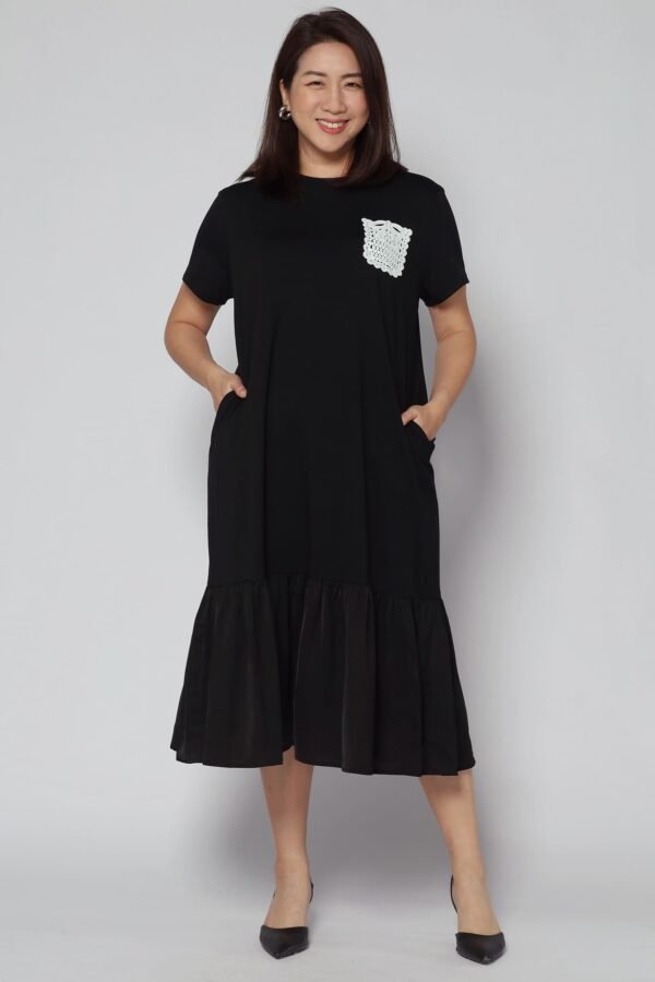 Backorders Louisa Crochet Pocket Dress in Black