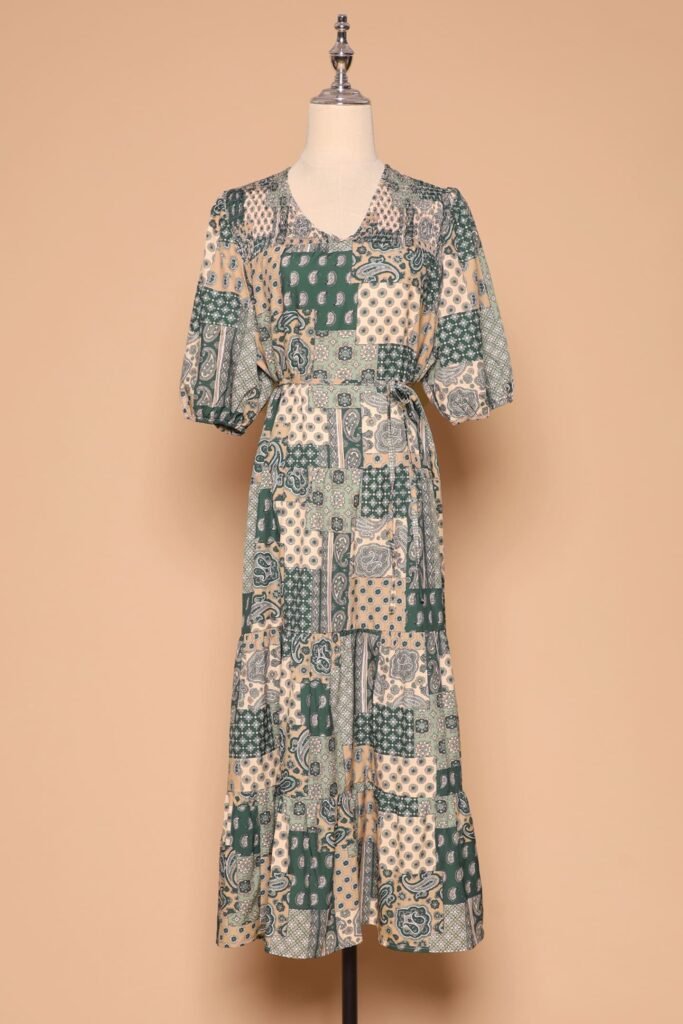 PO - Sydney Dress in Green Paisley